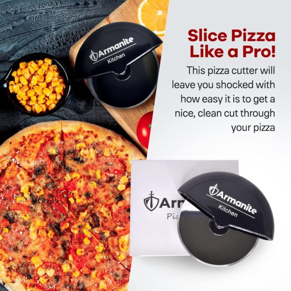 Armanite - Disc Easy-Clean Pizza Cutter, No Frills Pizza Slicer for Toast, Dough, and More, Compact and Convenient Pizza Wheel Made for Smooth Slicing, Black - Image 6