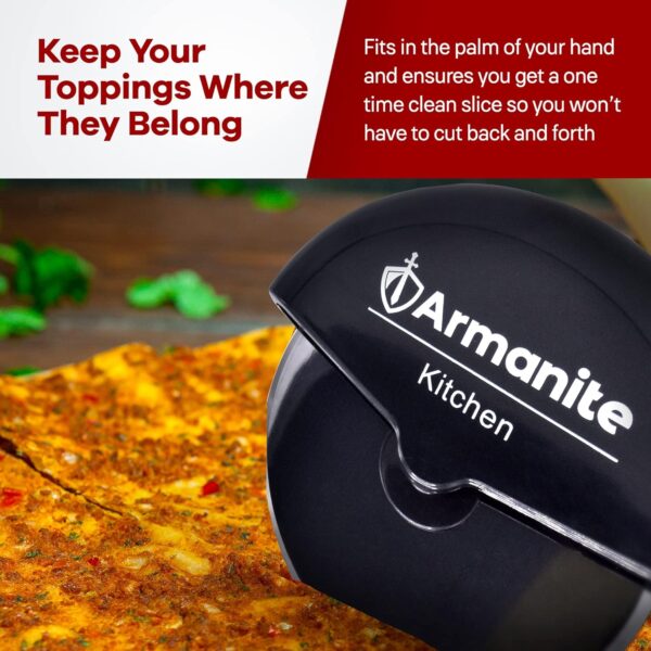 Armanite - Disc Easy-Clean Pizza Cutter, No Frills Pizza Slicer for Toast, Dough, and More, Compact and Convenient Pizza Wheel Made for Smooth Slicing, Black - Image 4