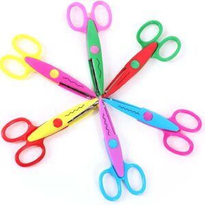 Armanite - Kid Safe Decorative Edge Craft Scissors, Scissors for School Kids, Scissors for Crafting in Different Fun Colors, Kids Craft Supplies, Scissor Set, 6 Pack