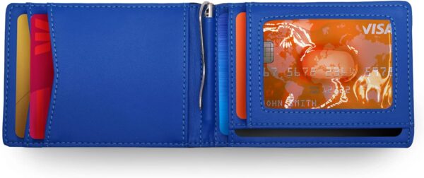 Armanite Men’s Wallets, Thin Wallet, Slim Men’s Wallet with Money Clip, Bifold Mens Wallet, Minimalist Wallet for Men, Gifts for Men (Black and Blue) - Image 2