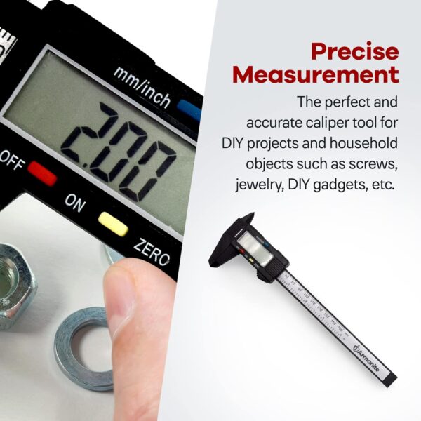 Armanite Portable Digital Caliper, Electronic Micrometer with Large LCD Screen, Caliper Measuring Tool for DIY Projects, Digital Micrometer for Easy Conversion, Auto-Off, Digital Ruler, 2 Batteries - Image 2