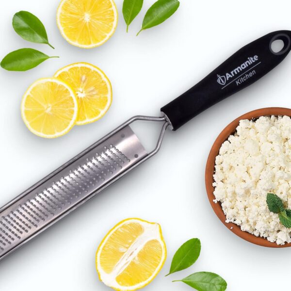 Armanite Stainless Steel Lemon Zester & Cheese Grater with Silicone Anti-Slip Handle - Image 8